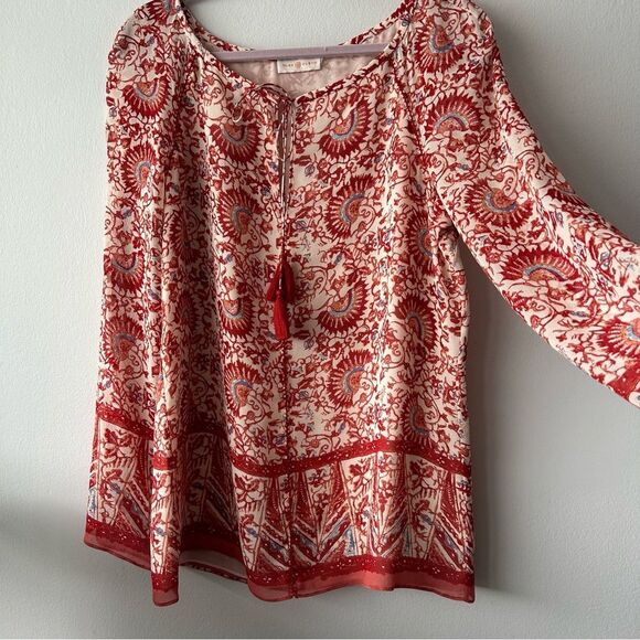 Tory Burch Red and White Floral Blouse - Picture 5 of 13